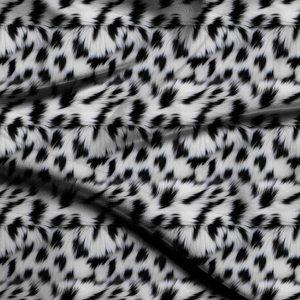 Crisp White Irregular Jet Black Spots Print Fabric