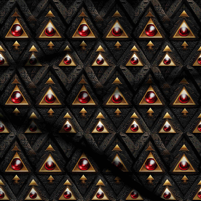 jet black geometric digital print fabric texture — medium scale closeup
