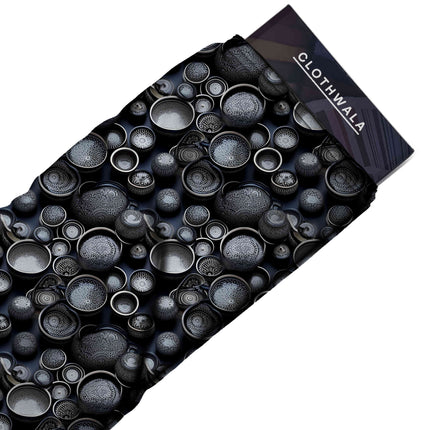 charcoal black ethnic fabric detail — glossy finish digital print closeup