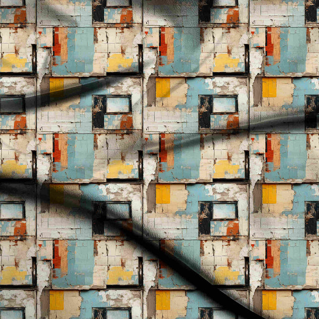 teal blue abstract digital print fabric texture — large scale closeup