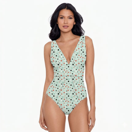 Mint Green Polka Digital Print Fabric for Dress | Regal Festive Wear - Image 5