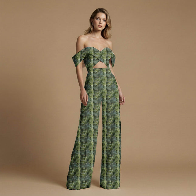 forest green animal print fabric draped — saree blouse styling