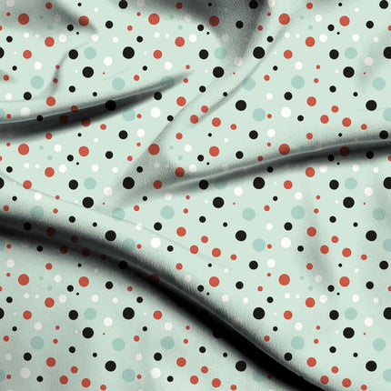 Mint Green Polka Digital Print Fabric for Dress | Regal Festive Wear - 5621