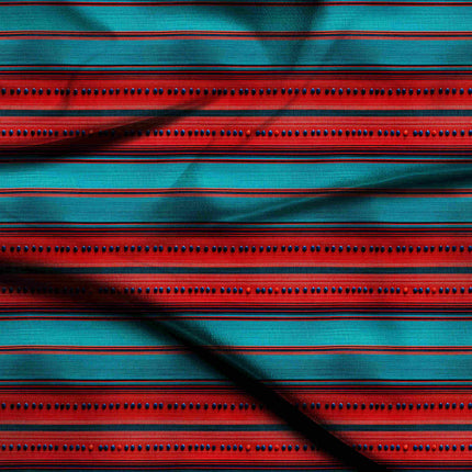 teal stripes digital print fabric texture — medium scale closeup