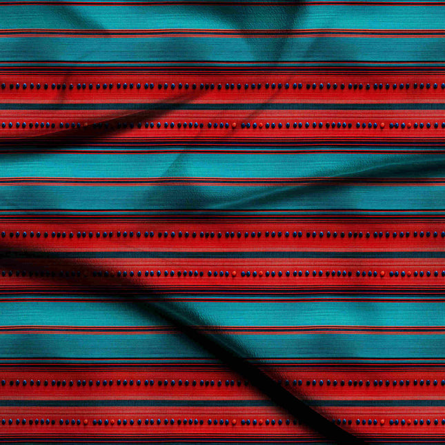 teal stripes digital print fabric texture — medium scale closeup