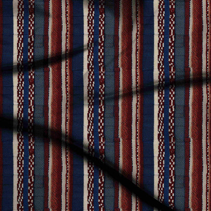 indigo blue stripes digital print fabric texture — fine scale closeup