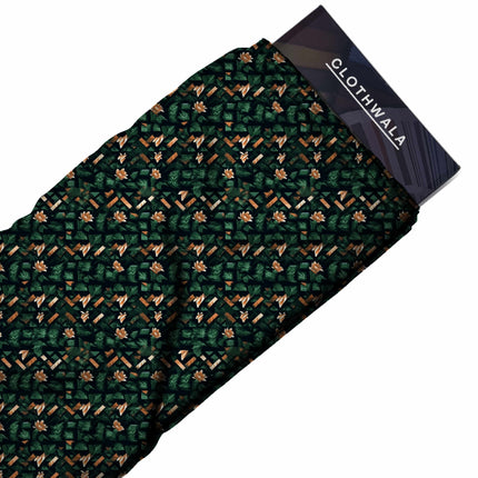 forest green floral all-over print pattern — fine scale repeat layout