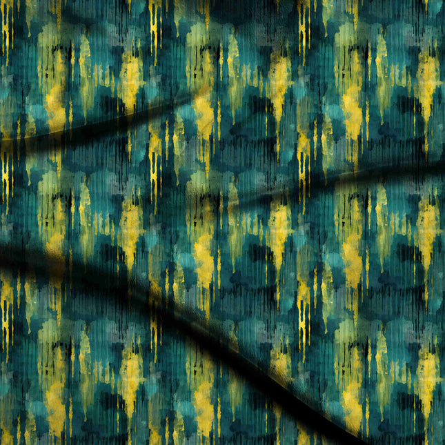 forest green abstract digital print fabric texture — large scale closeup