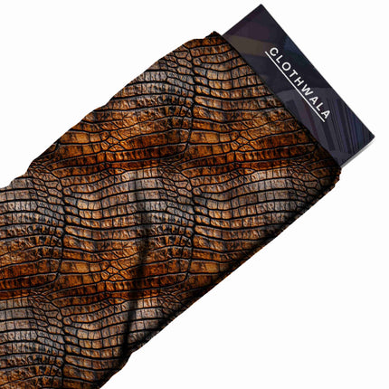 burnt sienna animal print fabric draped — handbag styling