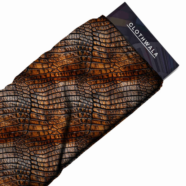 burnt sienna animal print fabric draped — handbag styling