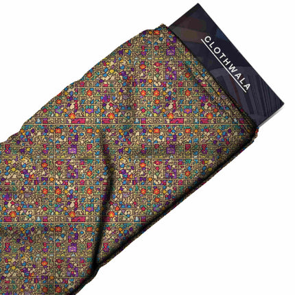 teal geometric all-over print pattern — medium scale repeat layout