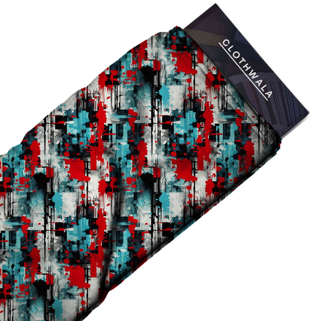 crimson red abstract print fabric draped — maxi dress styling