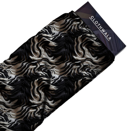 jet black abstract fabric detail — textured finish digital print closeup