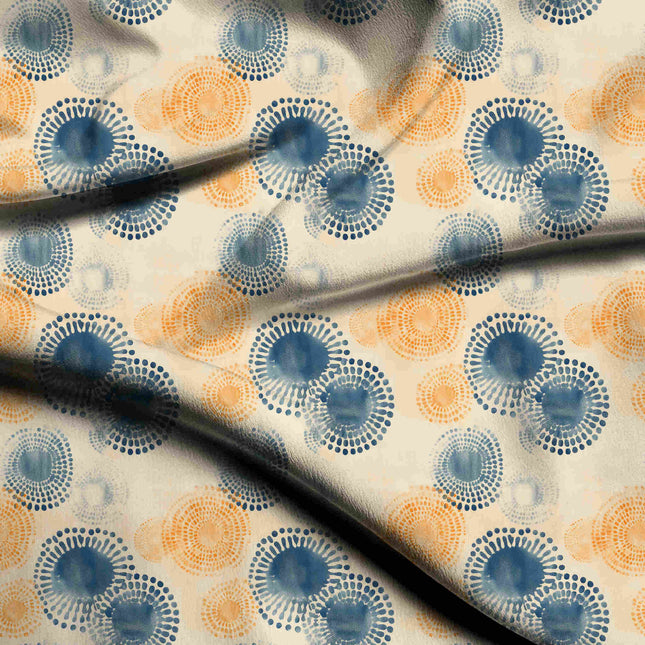indigo blue abstract digital print fabric texture — medium scale closeup