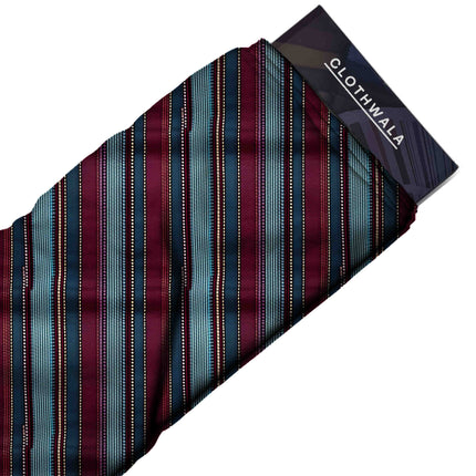 burgundy stripes all-over print pattern — fine scale repeat layout