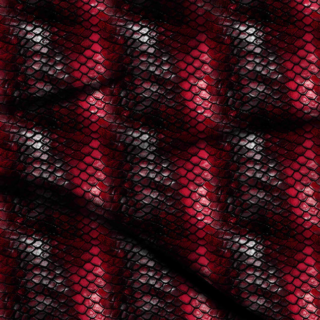 crimson red animal digital print fabric texture — medium scale closeup