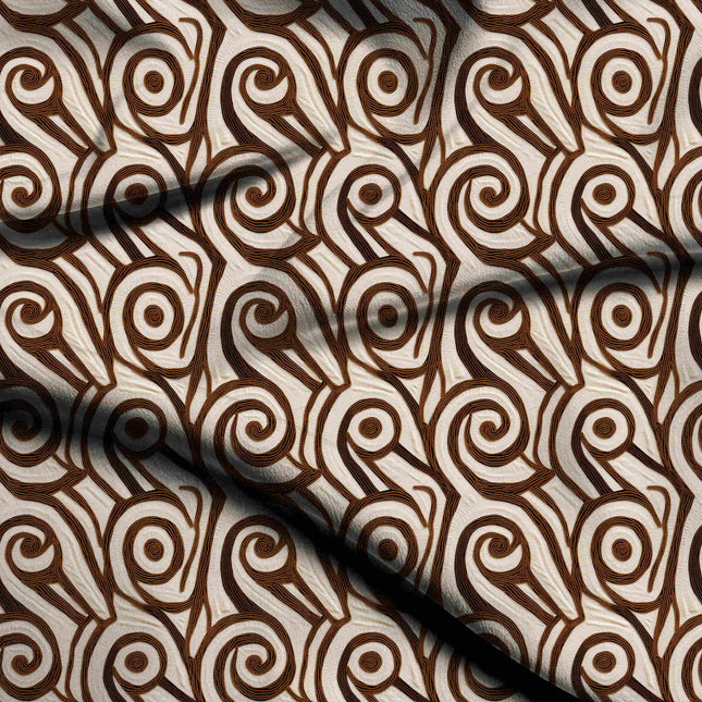 espresso brown abstract digital print fabric texture — medium scale closeup