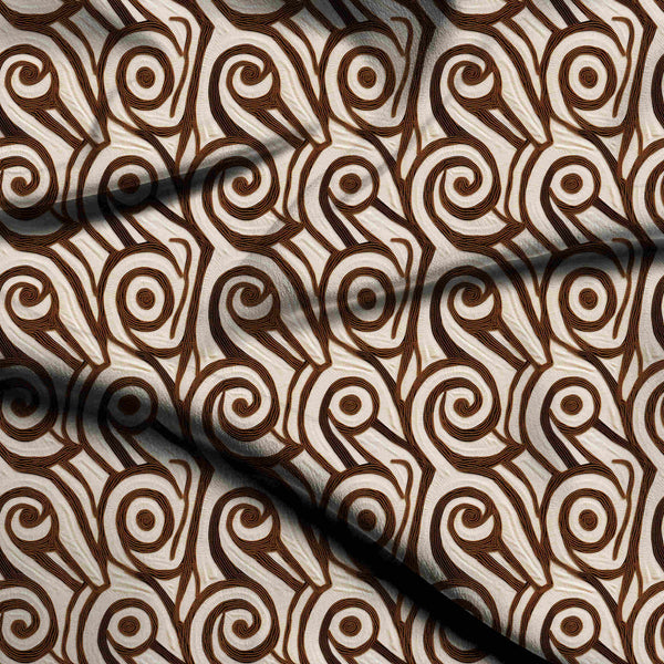 Espresso Brown Interlocking Beaded Spirals Print Fabric