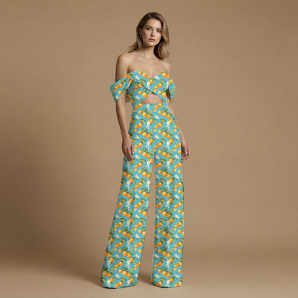 cerulean blue floral all-over print pattern — medium scale repeat layout