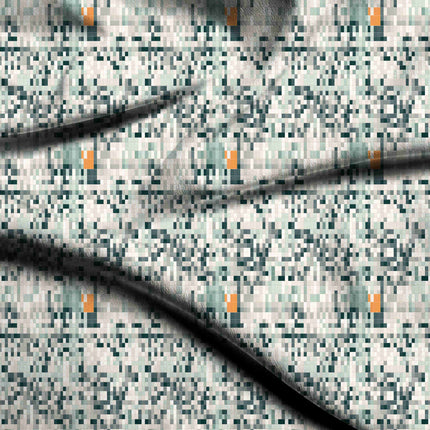 ivory cream geometric digital print fabric texture — medium scale closeup