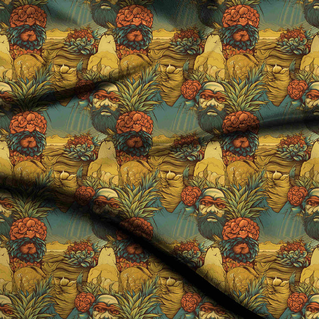 burnt sienna tropical digital print fabric texture — large scale closeup