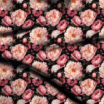 peony pink floral digital print fabric texture — large scale closeup