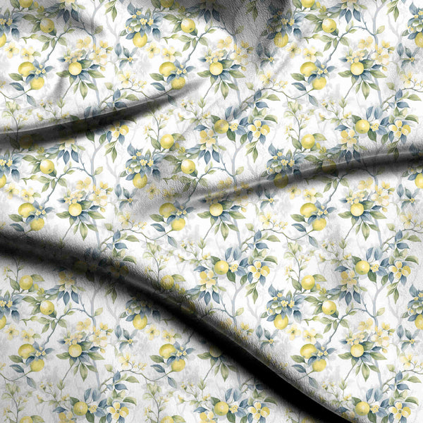 Lemon Yellow delicate watercolor lemon and blossom Kurta Set Fabric