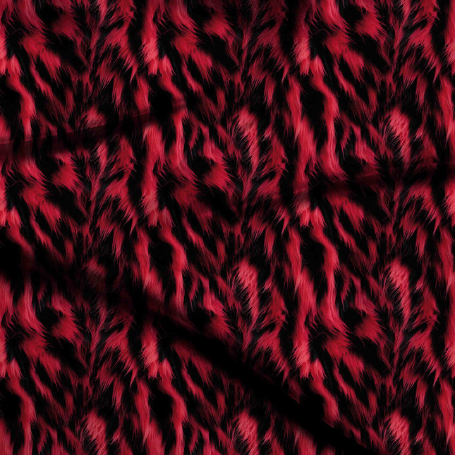 fiery red animal digital print fabric texture — large scale closeup