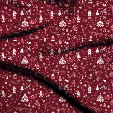 Crimson Floral Digital Print Fabric for Maxi | Urban Festival Wear - 4593