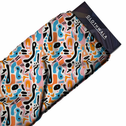 jet black abstract print fabric draped — kaftan styling
