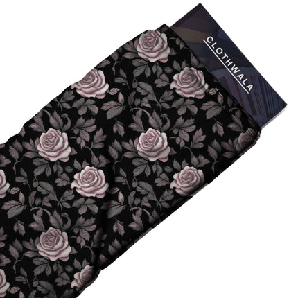 jet black floral all-over print pattern — medium scale repeat layout