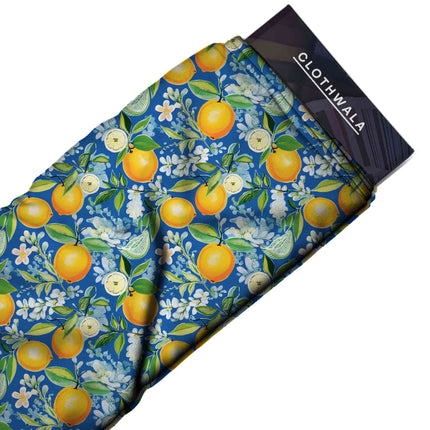 cobalt blue floral all-over print pattern — medium scale repeat layout