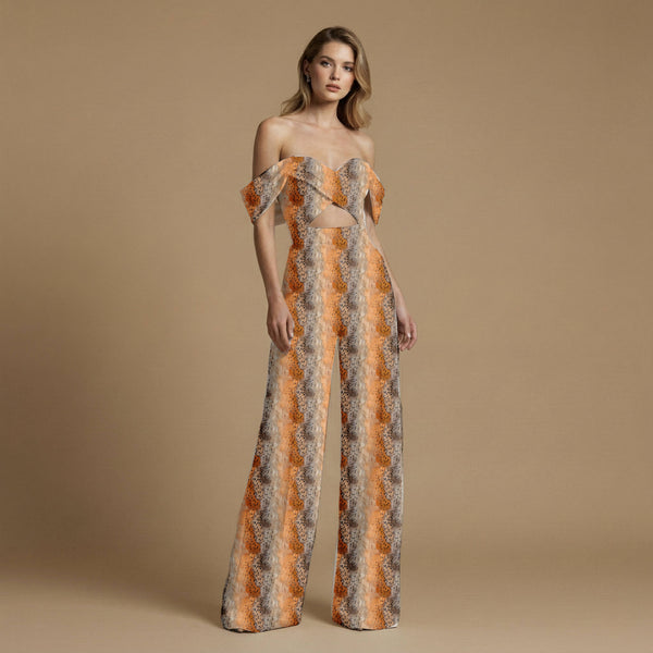 Burnt Sienna Luxurious faux fur with subtle Kaftan Fabric