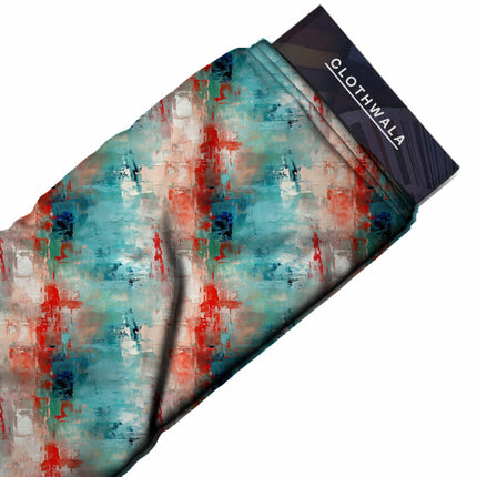 teal abstract fabric detail — textured finish digital print closeup