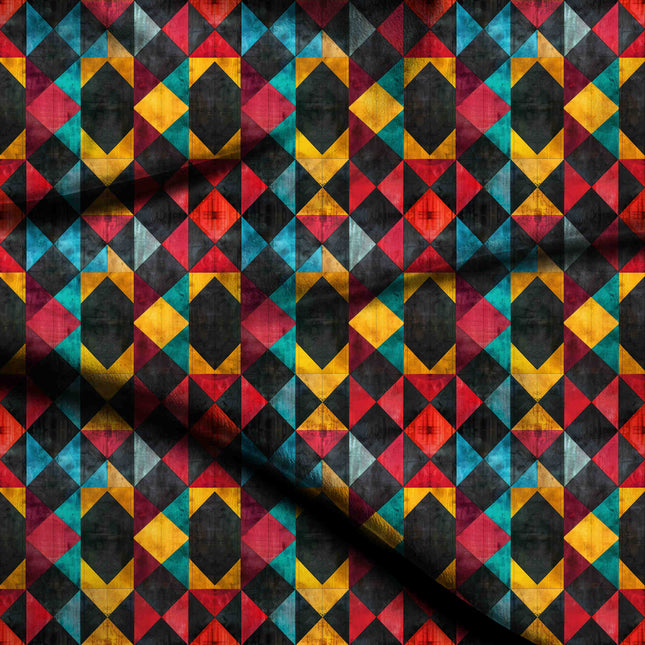 charcoal geometric print fabric draped — palazzo suit styling