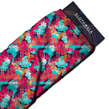 hot pink abstract fabric detail — digital print closeup