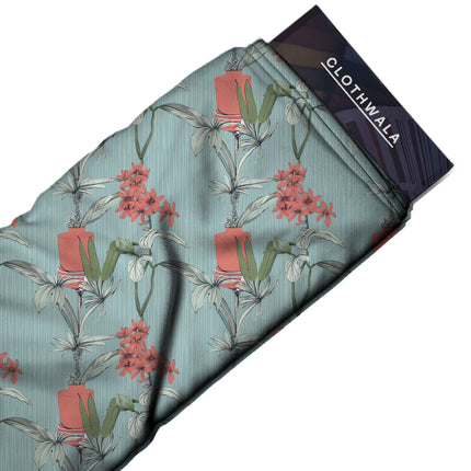 dusty rose floral fabric detail — matte finish digital print closeup