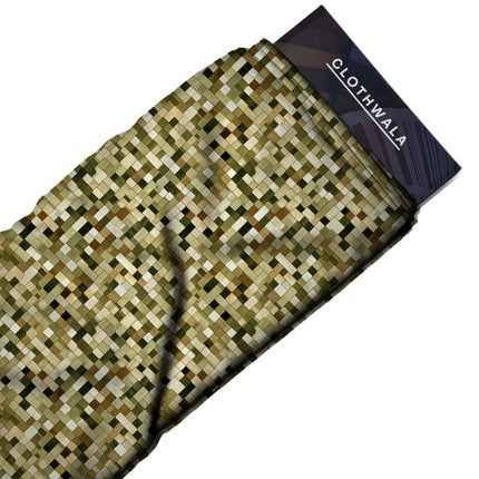 khaki geometric all-over print pattern — medium scale repeat layout