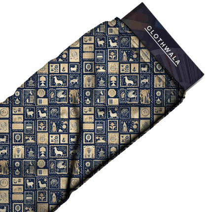 midnight blue ethnic fabric detail — matte finish digital print closeup