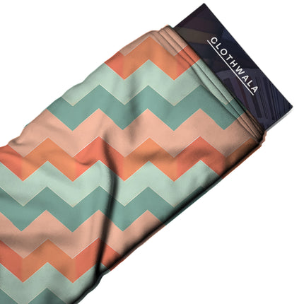 peach geometric print fabric draped — blouse styling