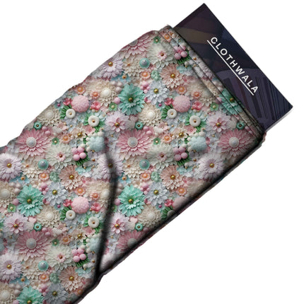 dusty rose floral all-over print pattern — medium scale repeat layout