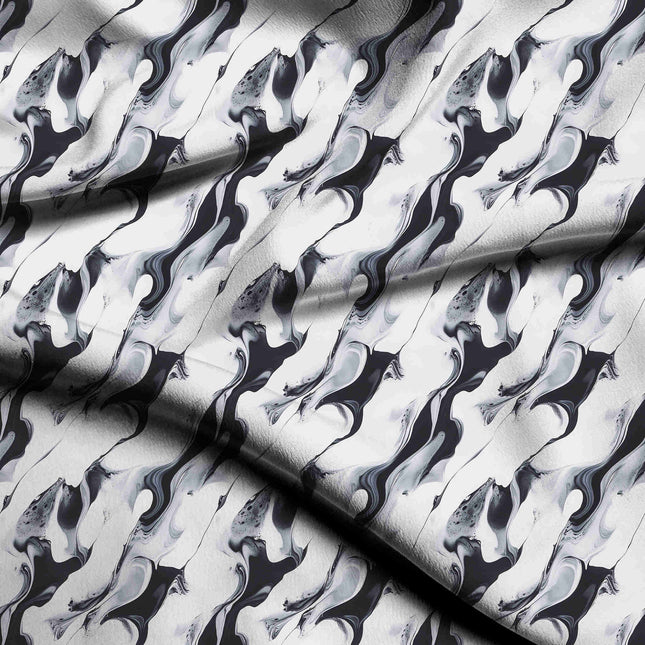 jet black abstract digital print fabric texture — medium scale closeup