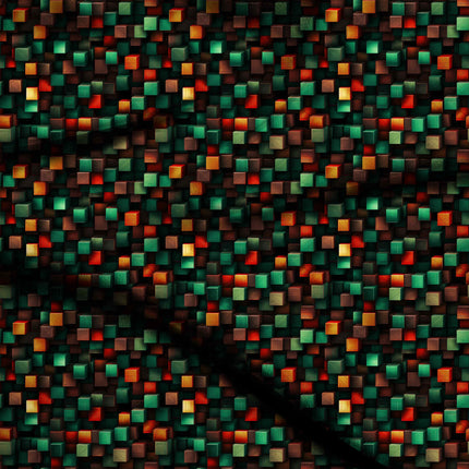 emerald green geometric digital print fabric texture — medium scale closeup