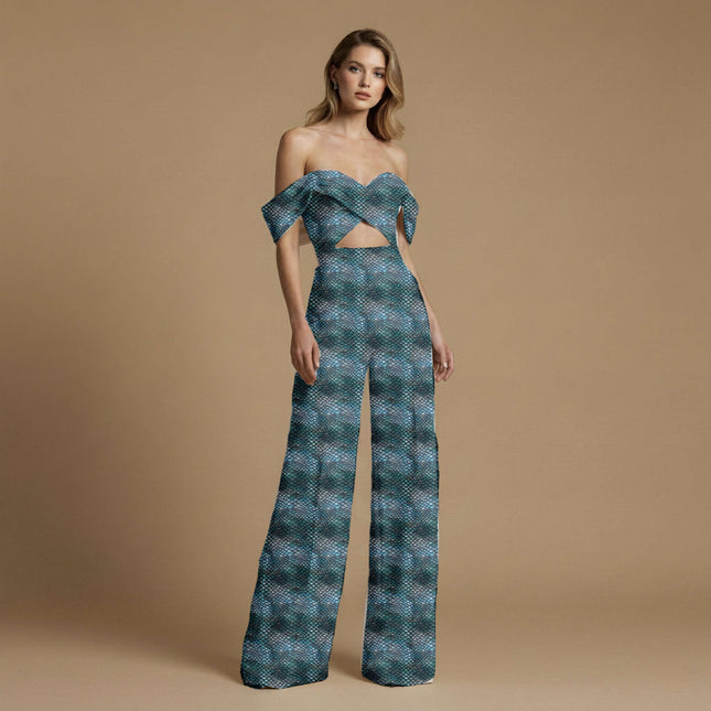 peacock blue animal print fabric draped — lehenga skirt styling