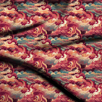 burgundy abstract digital print fabric texture — large scale closeup