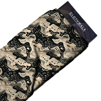 jet black abstract fabric detail — matte finish digital print closeup