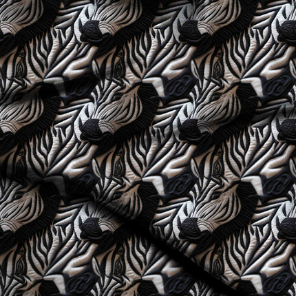 jet black animal digital print fabric texture — large scale closeup