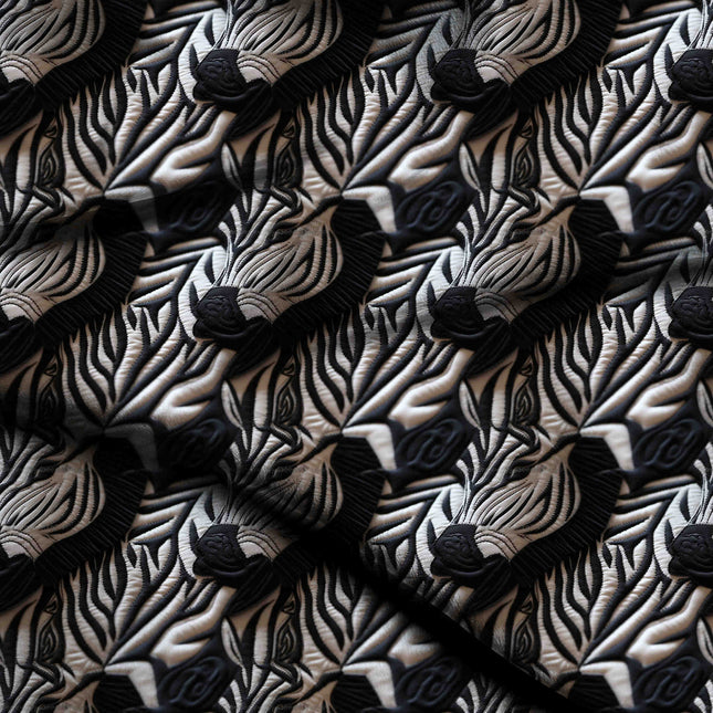 jet black animal digital print fabric texture — large scale closeup