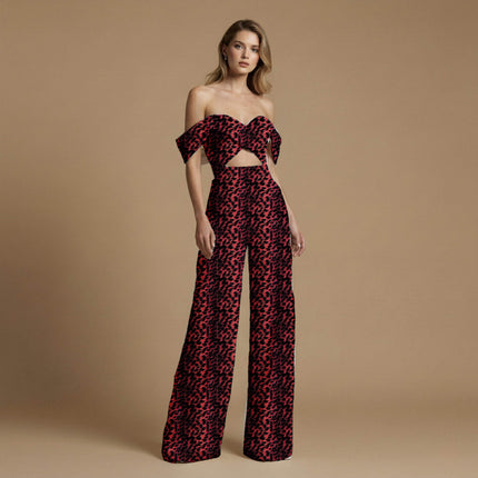 crimson red animal all-over print pattern — large scale repeat layout