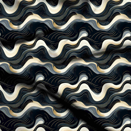 midnight black abstract digital print fabric texture — medium scale closeup